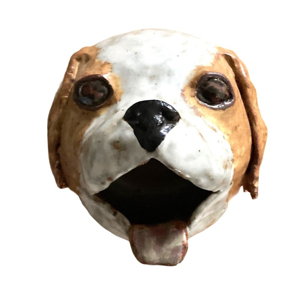 Collectible OOAK Artist-Made DOG POTTERY WALL DECOR Perfect Cond. EUC